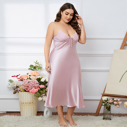 Women's Fashion Ice Silk Nightdress
