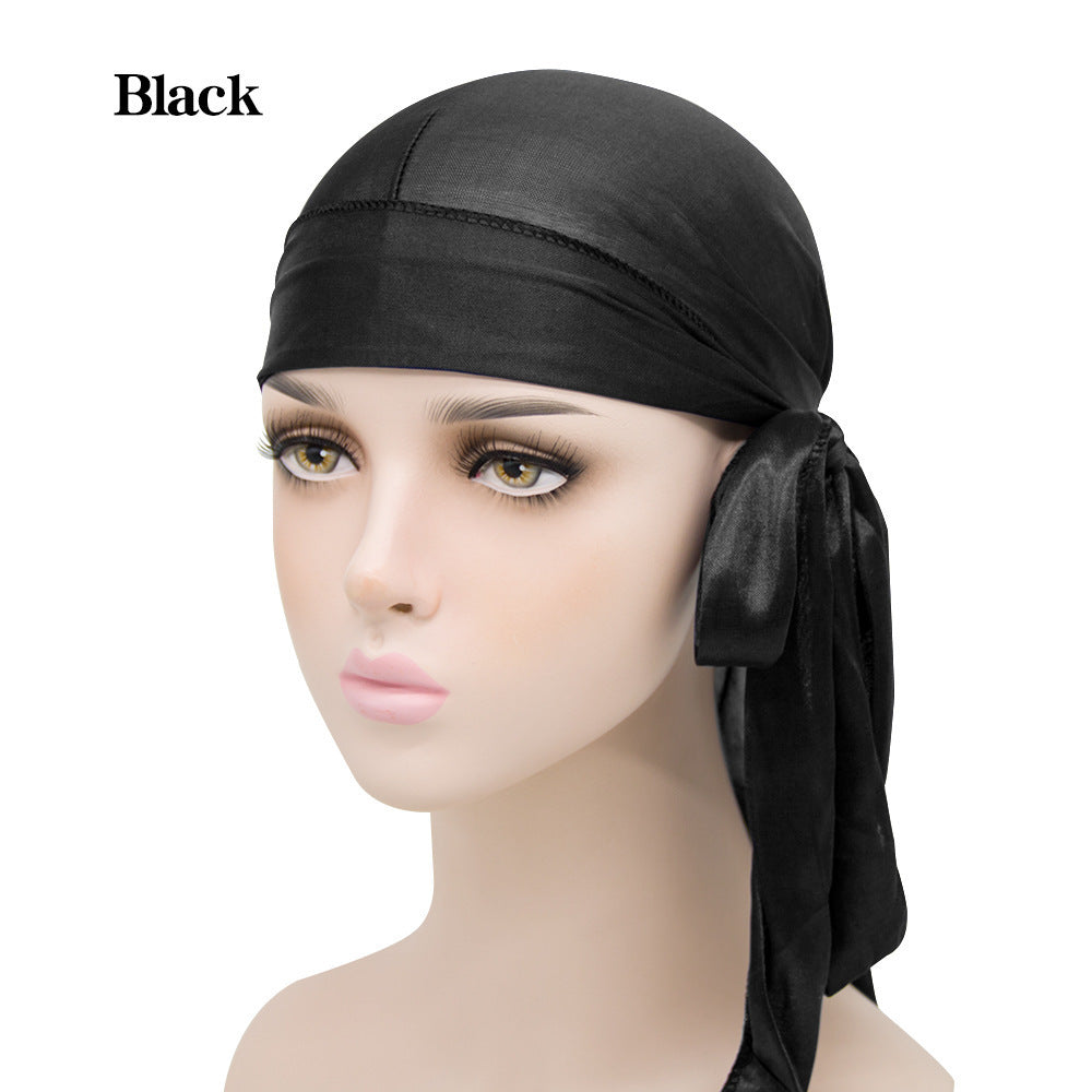 Silk Long Tail Turban Hat Silk Pirate Hat