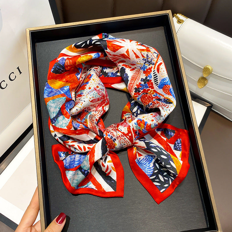 Ink Painting Boxer Small Silk Scarf Fashion Decoration