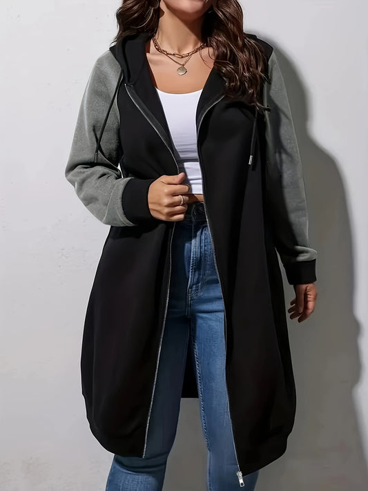 GraceFlow Long Hooded Sweatshirt Coat