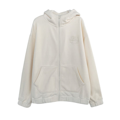 EmbroiWarm Hooded Fleece Coat