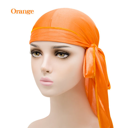 Silk Long Tail Turban Hat Silk Pirate Hat
