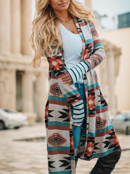 PrismCharm Geometric Open-Front Cardigan