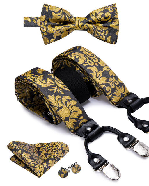 Luxury Silk Men's Sling Leather Metal 6-clip Bra