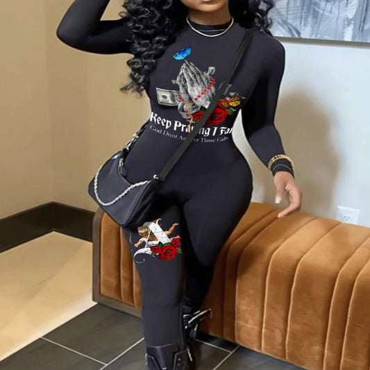 Women's Fashion Women's Wear Long-sleeved Jumpsuit