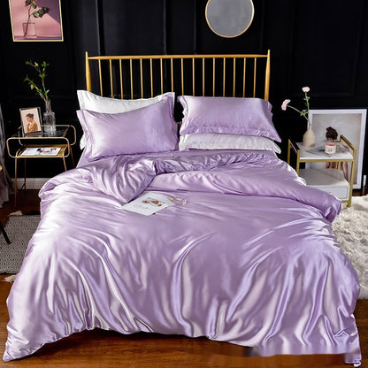 Artificial Silk Double-sided Silk Satin Quilt Cover Bed Sheet Four-piece Set