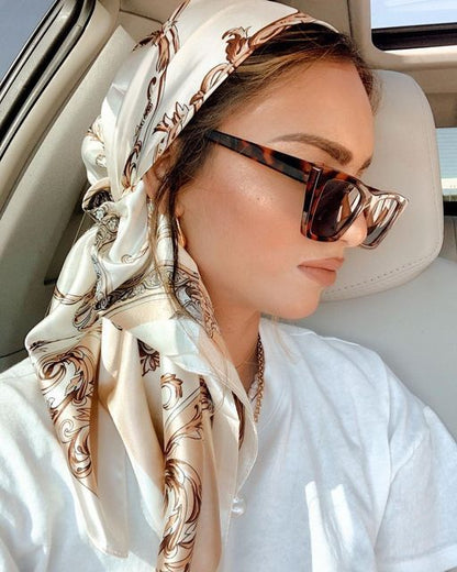 Real Shot Silk Factory Wholesale Artificial Silk Satin Square 90x90cm Scarf