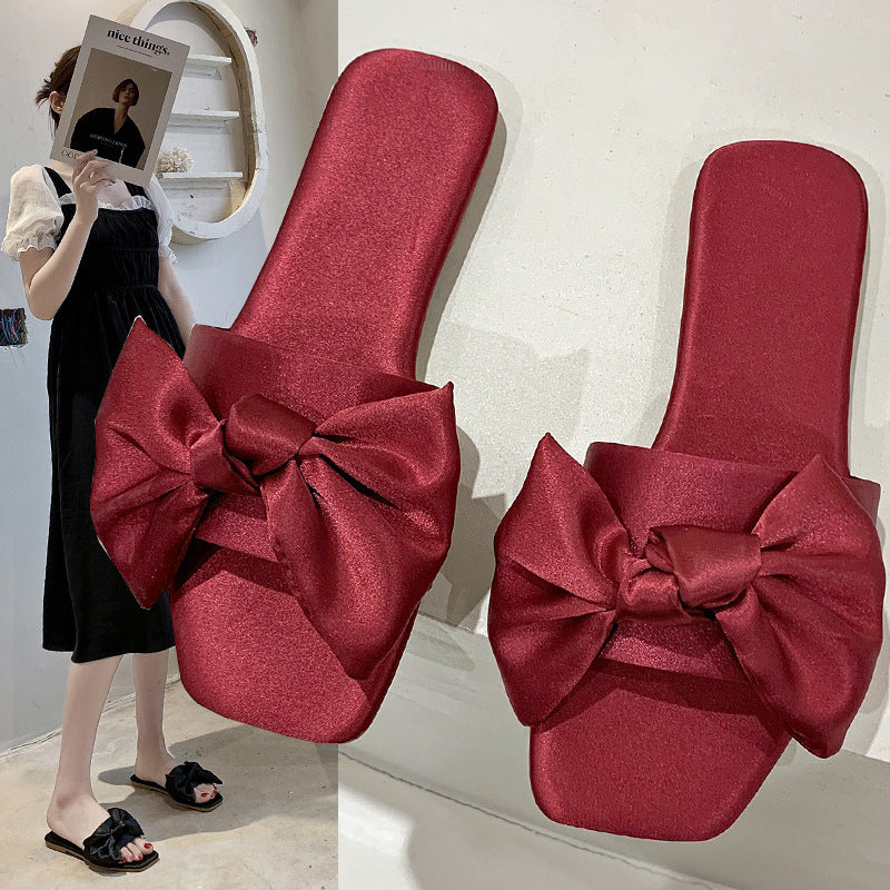 Women's Fashion Solid Color Silk Bow Shoes