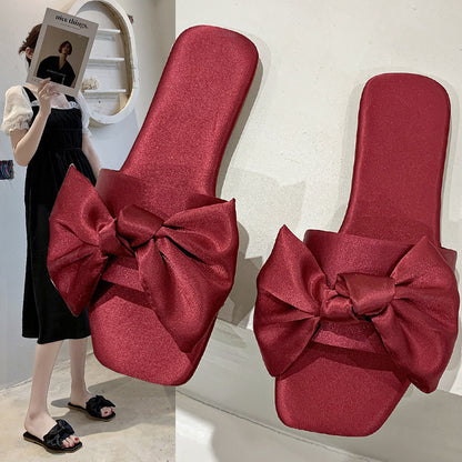 Women's Fashion Solid Color Silk Bow Shoes