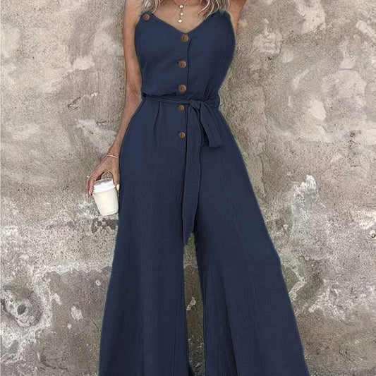 EaseLuxe™ ButtonFlow Jumpsuit