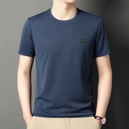 Ice Silk Men's Jacquard Half Sleeve Bottoming Shirt