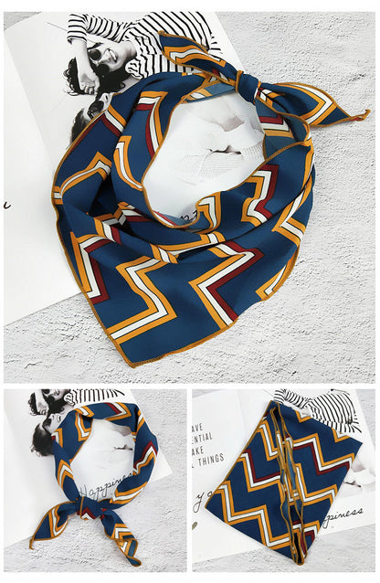 Decorative Printed Triangle Small Silk Scarf