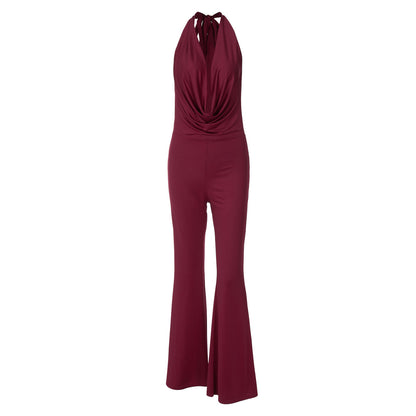 Collar Strap Halter Sexy Backless Slim Fit Jumpsuit