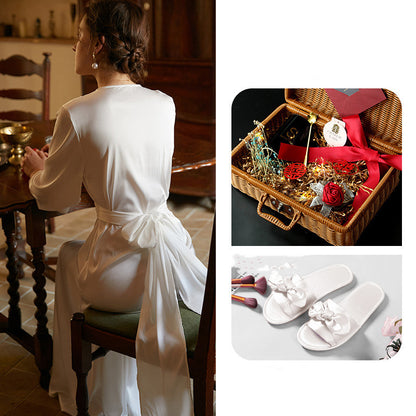 Bride French Luxury Long Silk Nightgown