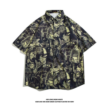Hawaiian Ice Silk Short Sleeve Shirt Men