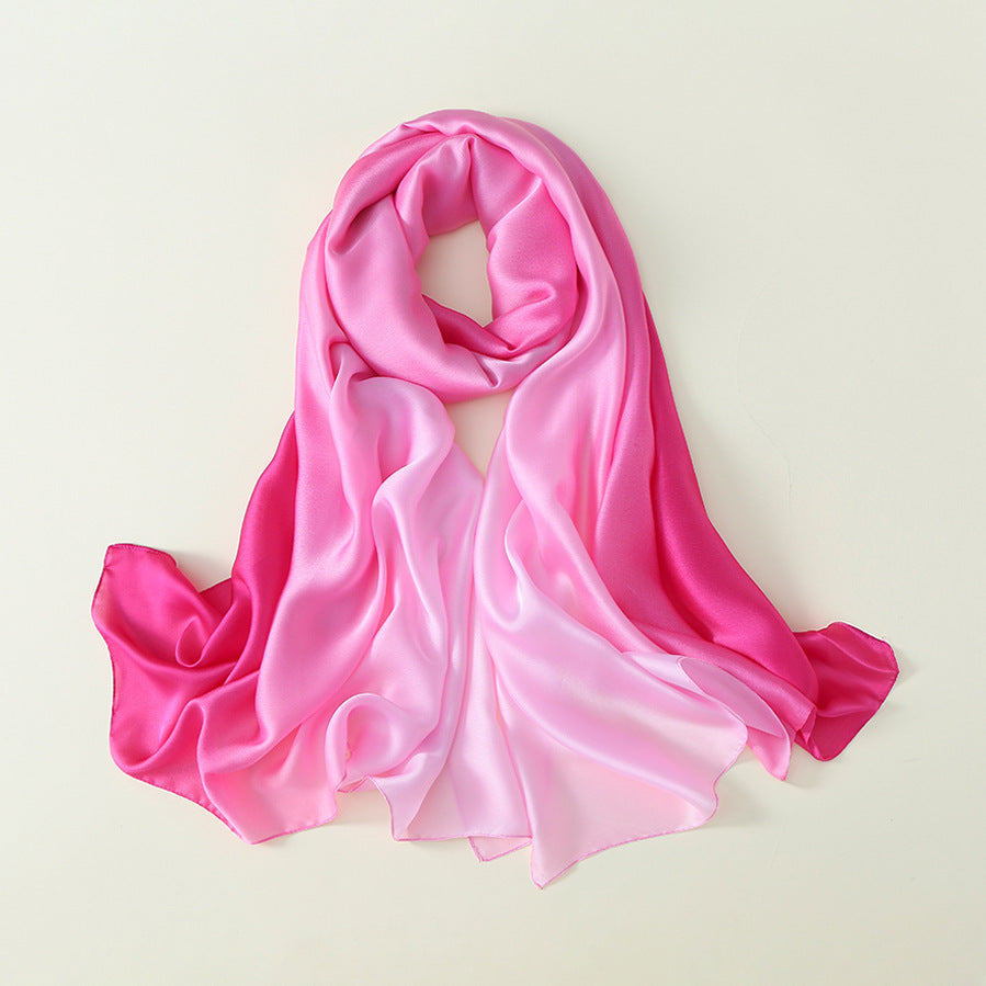 Gradient Silk Scarf Transition Color Lady