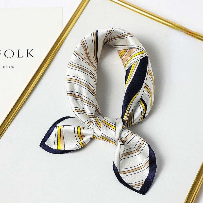 Silk Scarf Women's Spring And Summer New Fashion Professional All-match Printing Satin Silk Small Square Scarf Soft Scarf