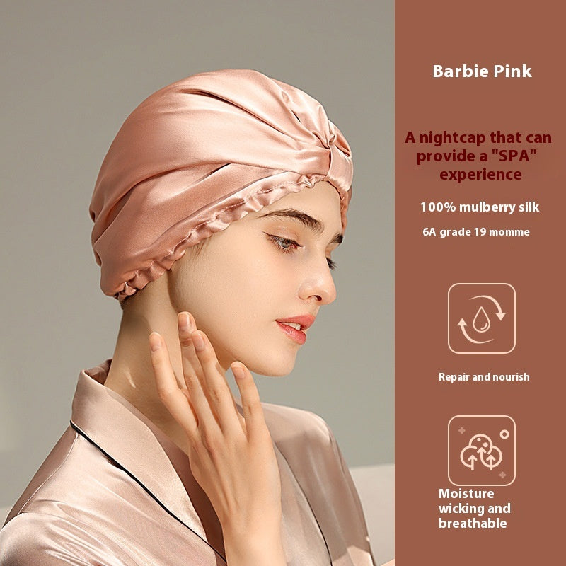 Home Silk Nightcap Women's Air-conditioned Room Mulberry Silk Sleep Anti-random Hair