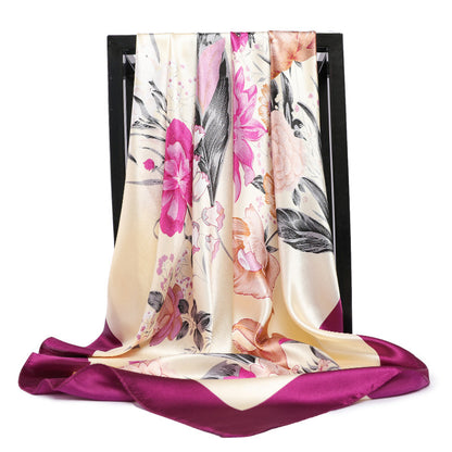 Plant Flower Imitated Silk Scarves