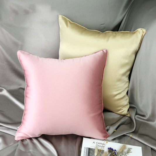 Silk Cushion For Leaning On  Living Room Pure Color Pillow Case