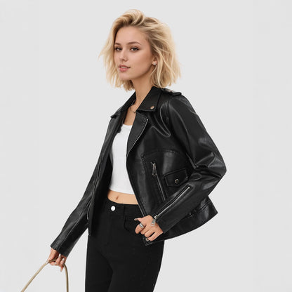 VeraLuxe Short Leather Coat