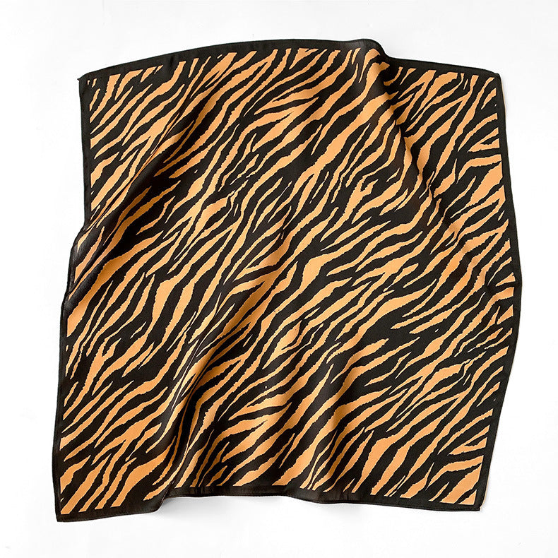 Silk Small Square Scarf Female Striped 53cm Silkworm Decorative