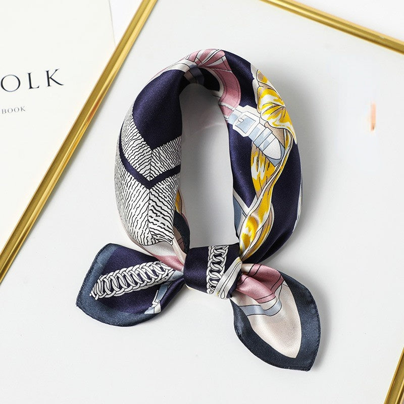 Silk Scarf Women's Spring And Summer New Fashion Professional All-match Printing Satin Silk Small Square Scarf Soft Scarf