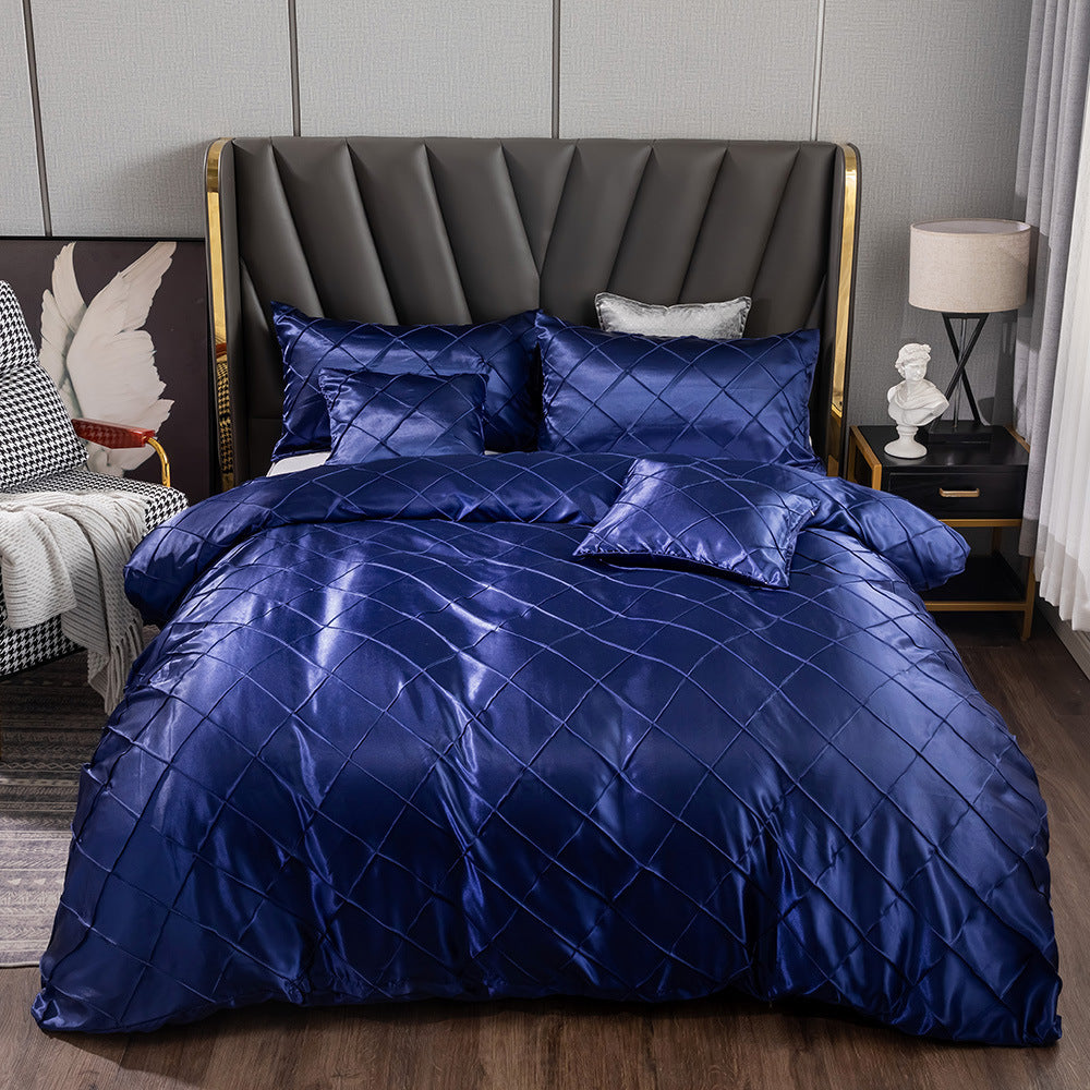 Three Pieces Of Home Ice Silk Satin Satin Cloth Checkered