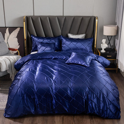 Three Pieces Of Home Ice Silk Satin Satin Cloth Checkered