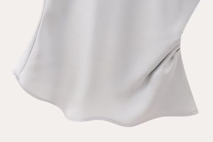 Women's Silk Satin Top Bow Tie Midi Dress