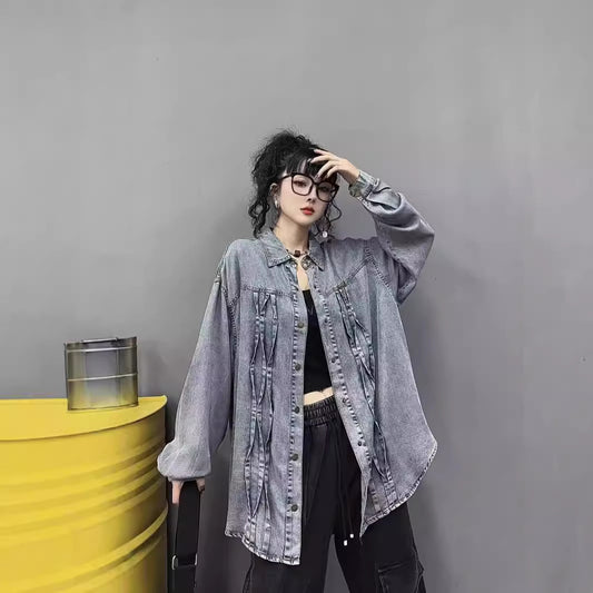 Korean Style Sense Of Design Washed Fabric Shirt