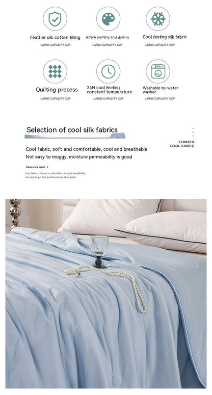 Cool Silk Ice Cream Summer Quilt Pure Color Ice Silk Airable Cover
