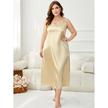 Plus Size Women's Summer Sling Ice Silk Nightdress