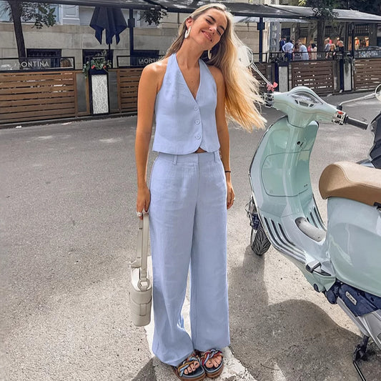 Azure Terra Linen Suit Set