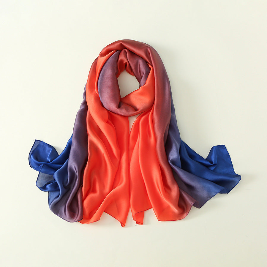 Gradient Silk Scarf Transition Color Lady
