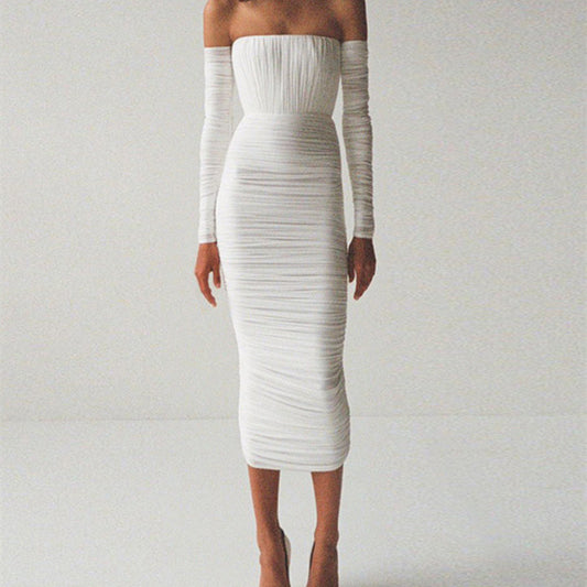 Ice Silk Evening Dress Mid-length Summer Party