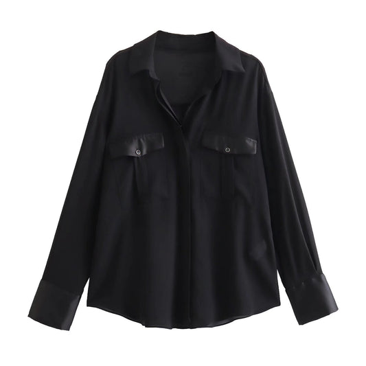 Women's Fashionable All-match Silk Satin Crepe Shirt