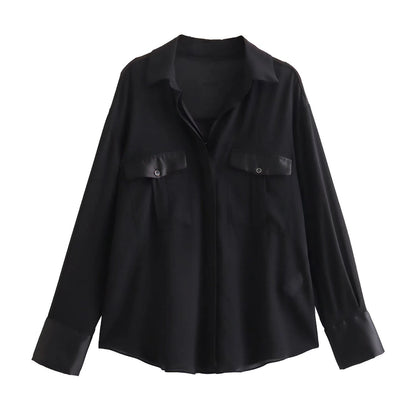 Women's Fashionable All-match Silk Satin Crepe Shirt
