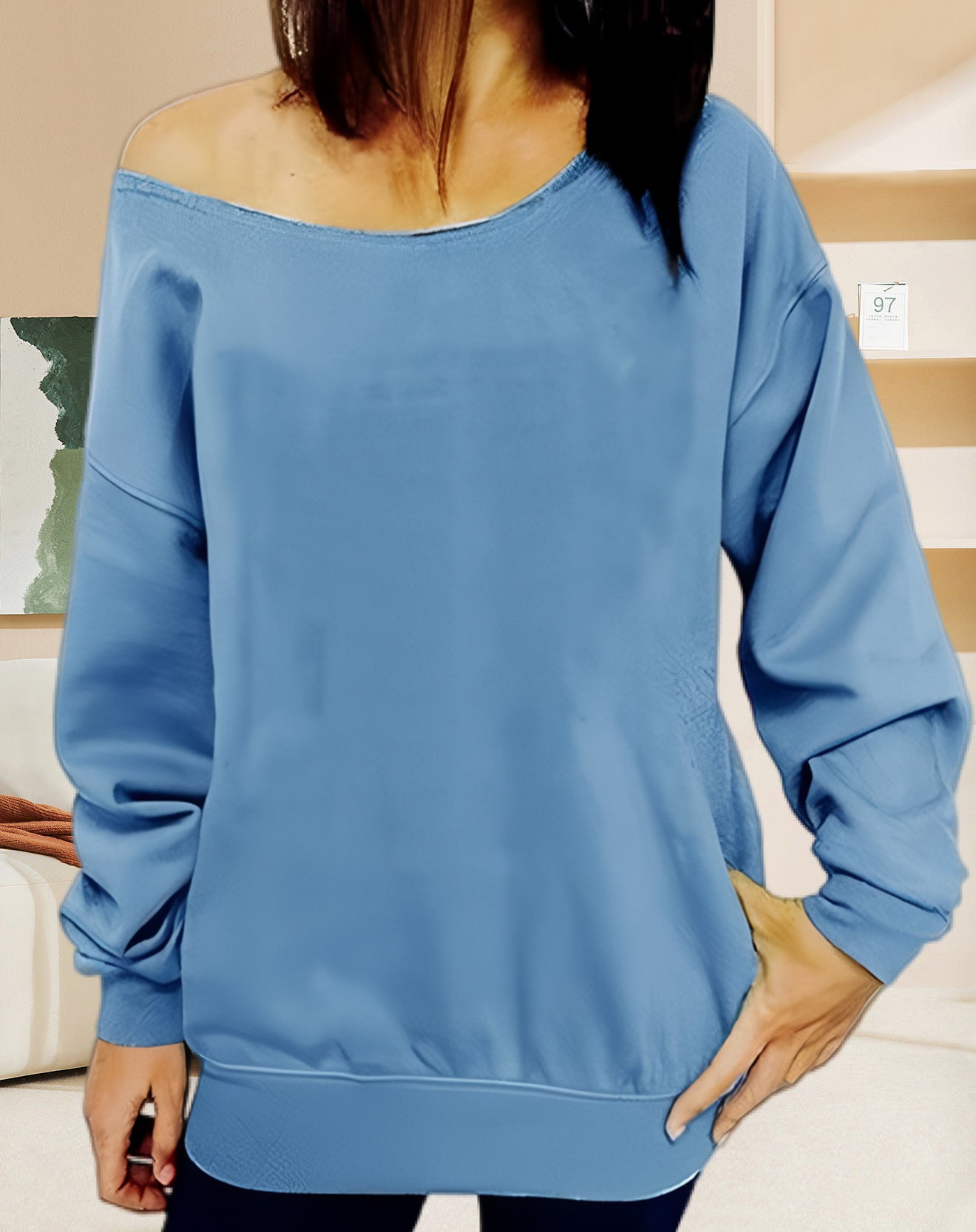 SoloChic Slant Collar Sweatshirt