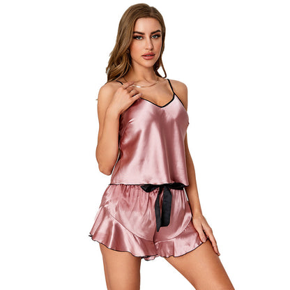 Women's Pajamas Summer Silk Ice Silk Sexy Homewear With Braces