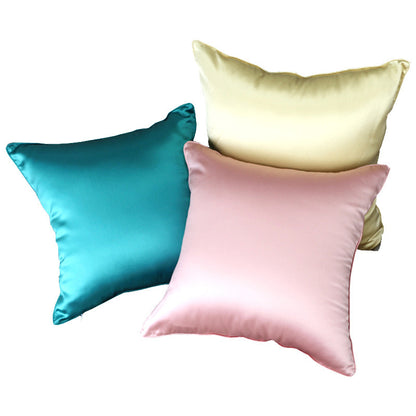 Silk Cushion For Leaning On  Living Room Pure Color Pillow Case