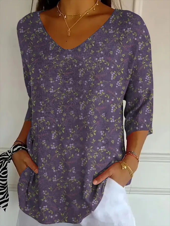Eurora Bloom V-Neck Top