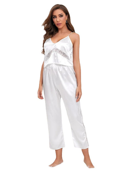 Silk Trousers Pajamas Sexy Underwear Set