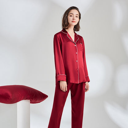 Ladies Long Sleeve  Silk Home Pajamas Set