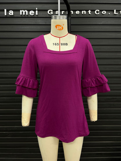 BelleEase Ruffle Square Tee