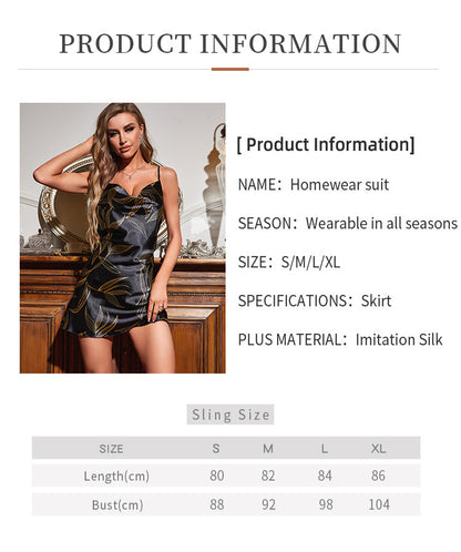 Cross Suspender Skirt Artificial Silk Thin Dress Women
