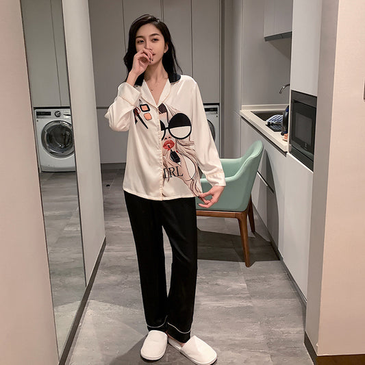 Two-piece Ice Silk Pajamas Ins Style High-end Home Wear