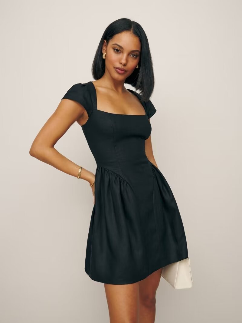Lunara Square Neck Linen Dress