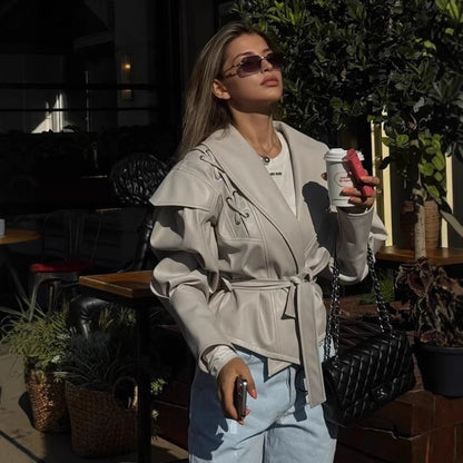 VintageEdge Faux Leather Coat