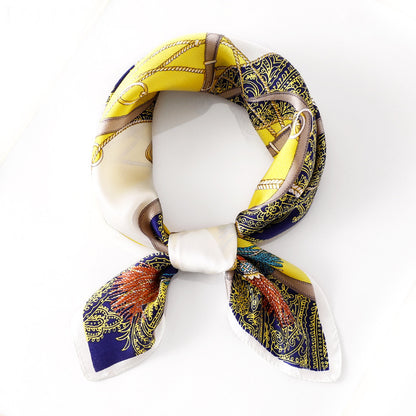 Silk Scarf Women's Spring And Summer New Fashion Professional All-match Printing Satin Silk Small Square Scarf Soft Scarf